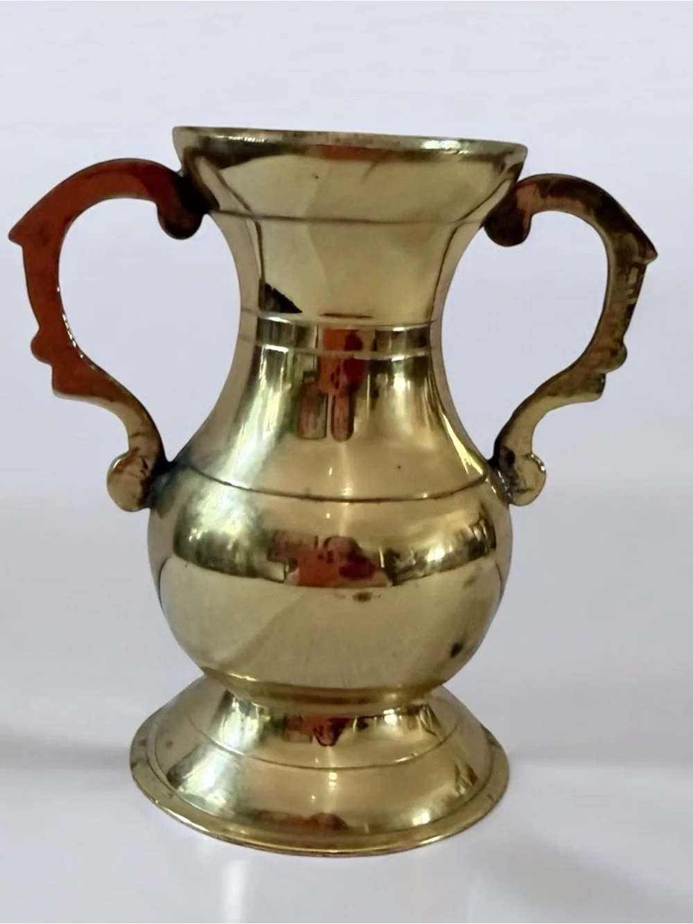 Brass Double-Handled Decorative Vase - Gold Finish